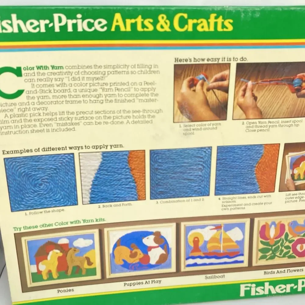 Vintage 1980's Fisher Price Color With Yarn Craft Kit Ponies #751 Hobbies Crafts